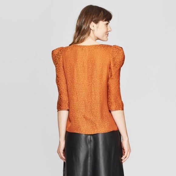 NWT Target A New Day Leopard Puff Sleeve Blouse - Picture 2 of 3